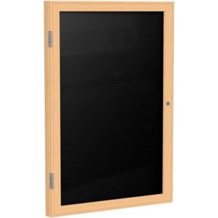 GHENT Ghent Enclosed Letter Board - 1 Door - Black Letterboard w/Oak Frame - 36" x 36" PW13636B-BK